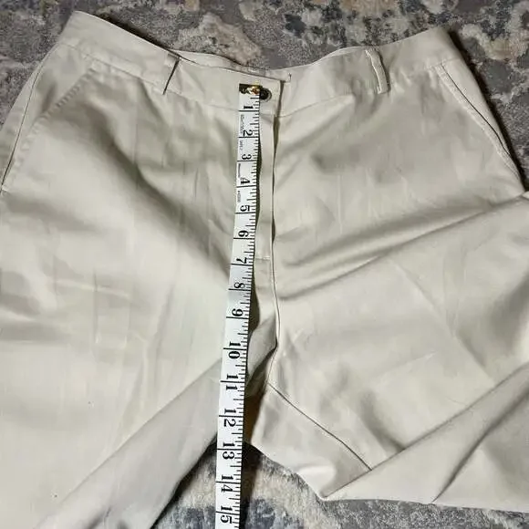 L.L.Bean Women's Size 12 Reg 100% Cotton Chino Trousers Beige Off-White - Picture 2 of 5